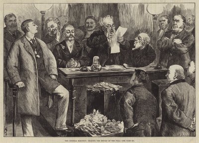 The General Election, reading the Result of the Poll by Harry Furniss